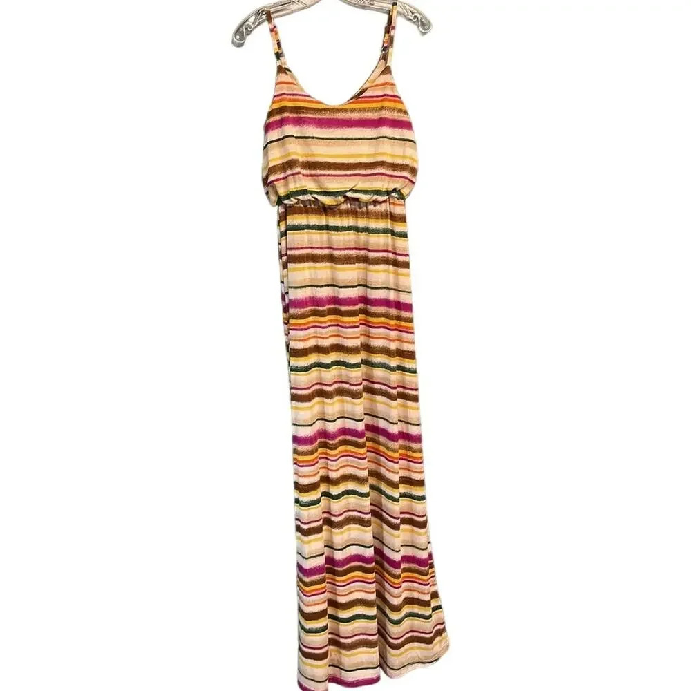 American Rag Cie Multicolored Striped Maxi Spaghetti Strap Dress Size Small (S)
